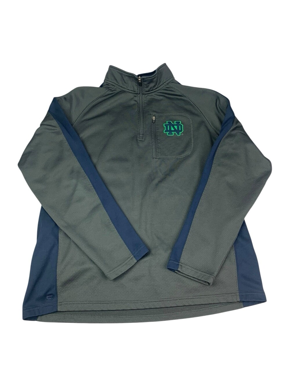 Notre Dame Fighting Irish 1/4 Zip Pullover, Colosseum, Gray, Men’s Size XL